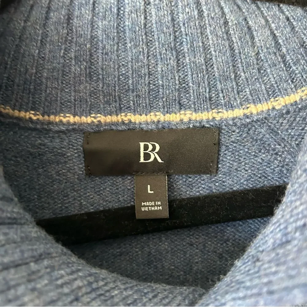 Banana Republic Pierro Wool Henley Sweater Light Blue Heather Large Classic